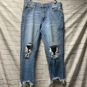 Kancan high waisted distressed/destroyed jeans size 13